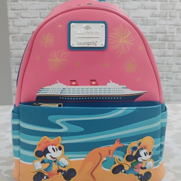 Loungefly Pink and Blue Disney Cruise Backpack